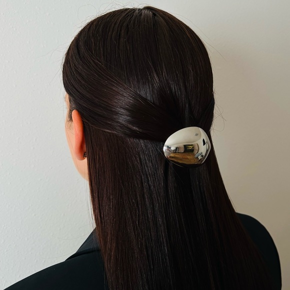 New Design Geometric Glossy Silver Color Metal Hairwear - Picture 2 of 5